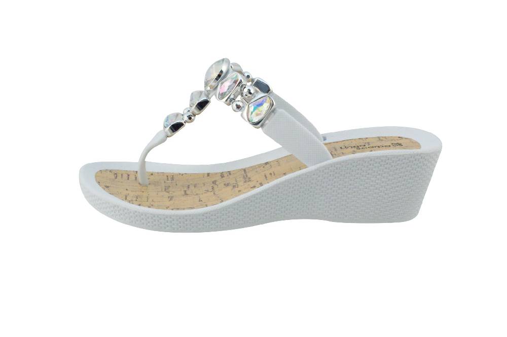 Beachandstreet Linea Scarpa • Strandschuhe Frauen • Grado • Glamour Zehentrenner weiß mit Wedge-Absatz Vierteljährliche Förderung