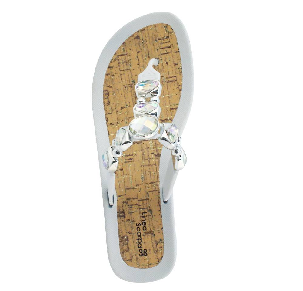 Beachandstreet Linea Scarpa • Strandschuhe Frauen • Grado • Glamour Zehentrenner weiß mit Wedge-Absatz Vierteljährliche Förderung