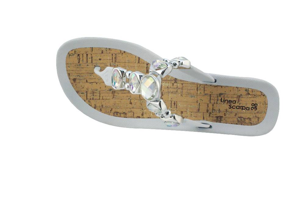 Beachandstreet Linea Scarpa • Strandschuhe Frauen • Grado • Glamour Zehentrenner weiß mit Wedge-Absatz Vierteljährliche Förderung
