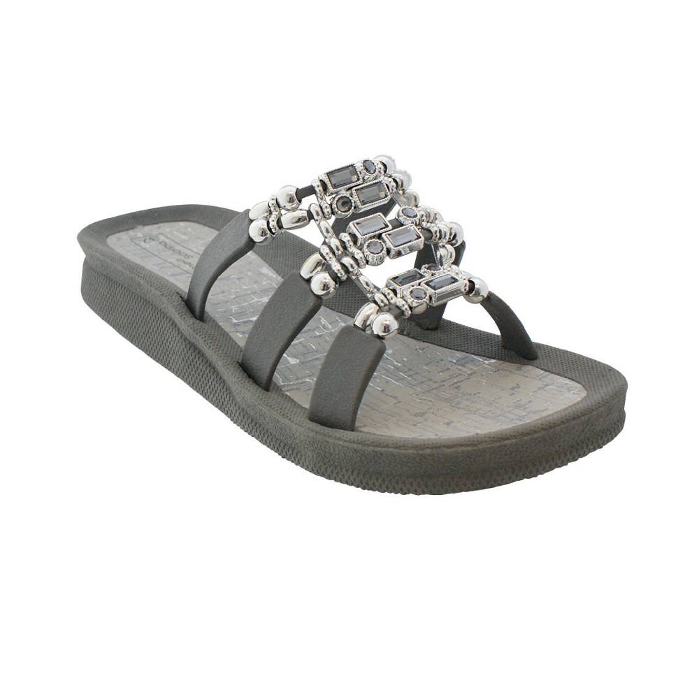 Beachandstreet Linea Scarpa Badeschuhe Damen • Naxos • Badepantolette mit dekorativen Ziersteinen für Frauen zollfrei