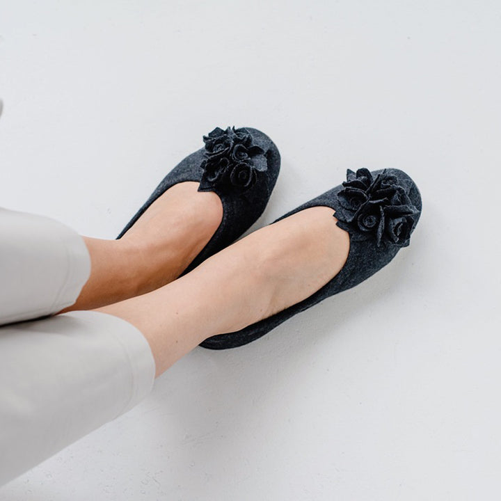 Pampuschen Grace wool anthrazit Schlussverkauf