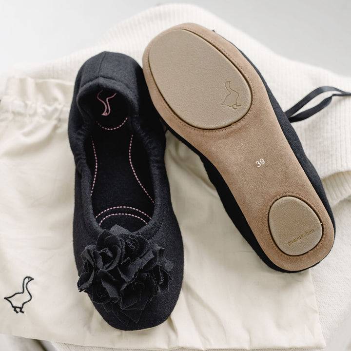 Pampuschen Grace wool schwarz Günstiger Verkauf