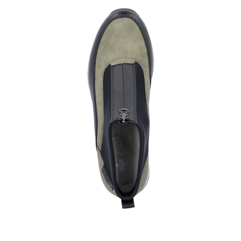 Rieker Artikelnummer N9362-54 Rieker Damen Slipper urbanschwarz-khaki Fabrikladen