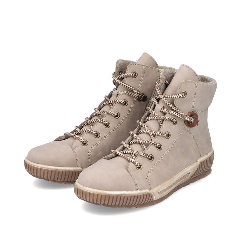 Rieker Artikelnummer N0730-64 Rieker Damen Schnürstiefel cremebeige Outlet