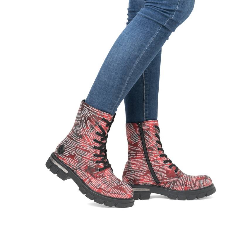 Rieker Artikelnummer Z9120-35 Rieker Damen Biker Boots metallicrot Fabrikverkauf