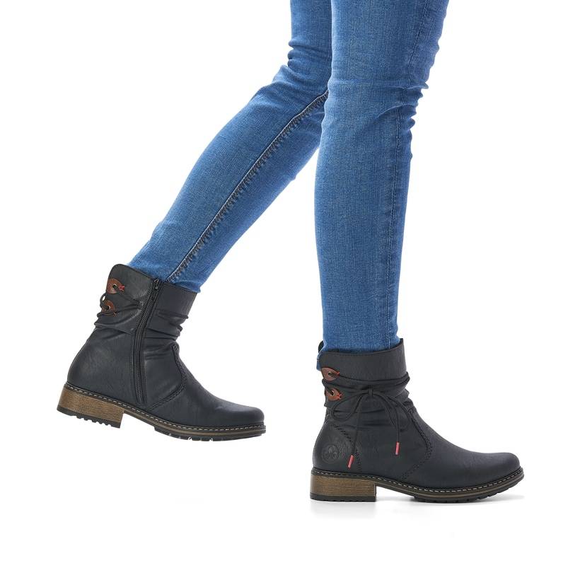 Rieker Artikelnummer Z68M1-01 Rieker Damen Kurzstiefel mattschwarz Kostenloser Versand