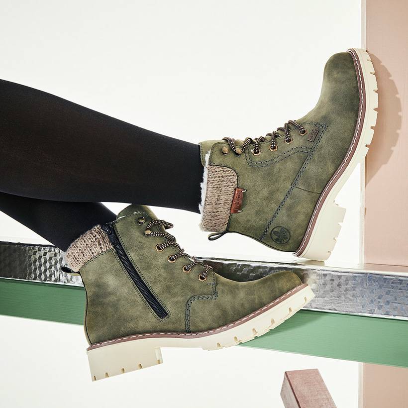 Rieker Artikelnummer Y9118-54 Rieker Damen Schnürstiefel kaktusgrün Online Shopping