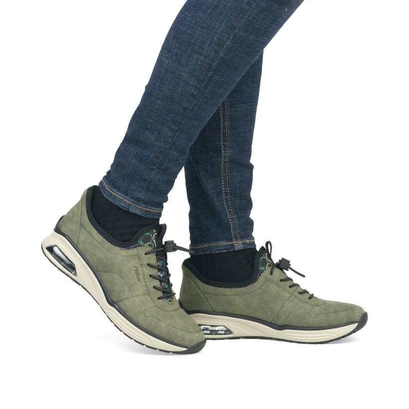 Rieker Artikelnummer M5651-54 Rieker Damen Slipper khaki-schwarz Top Angebot