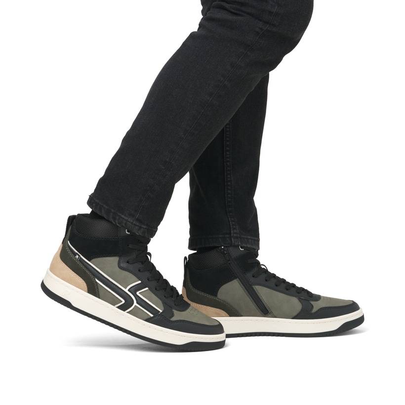 Rieker Artikelnummer U1970-01 Rieker Herren Sneaker High khaki-schwarz Super Sparpreis