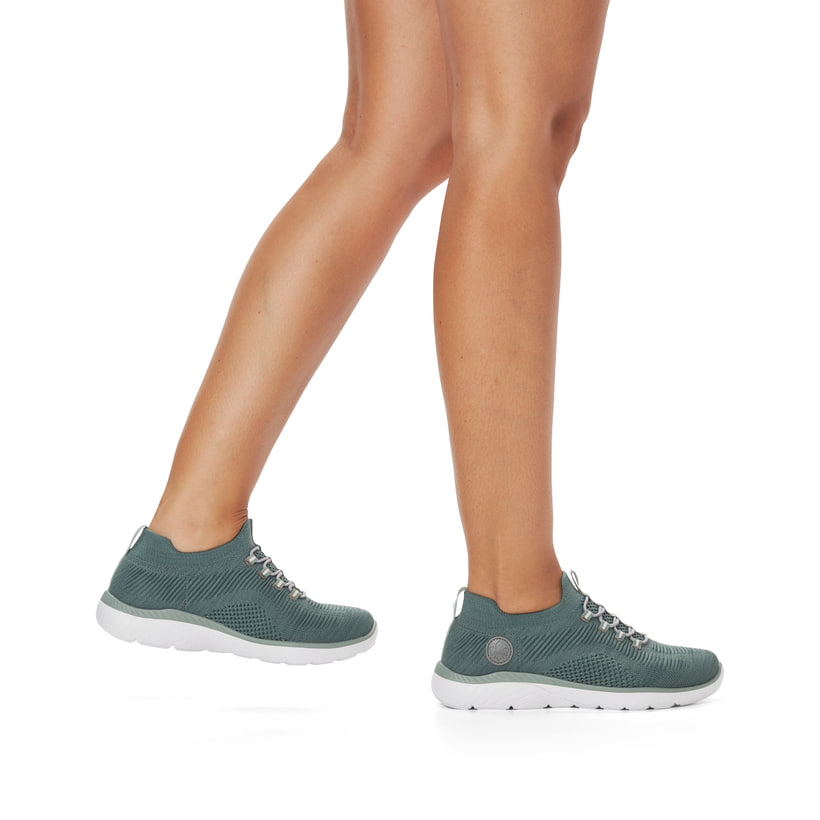 Rieker Artikelnummer M5074-52 Rieker Damen Slipper blaugrün Kauf eins, bekomm eins gratis