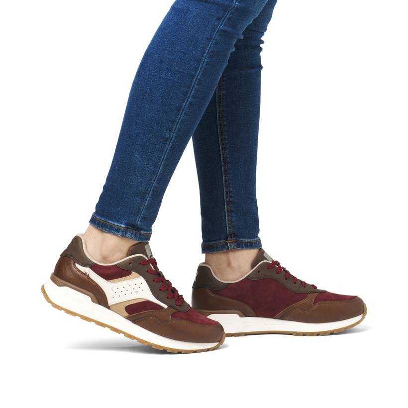 Rieker Artikelnummer W0607-35 Rieker Damen Sneaker Low zimtbraun-rubinrot Sonderangebote