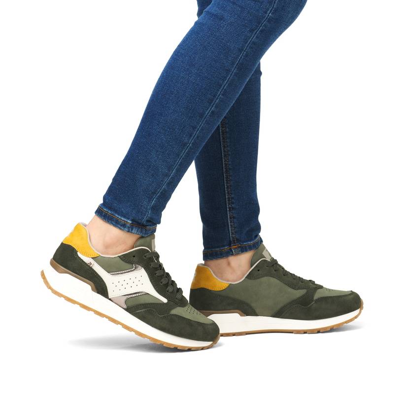 Rieker Artikelnummer W0607-54 Rieker Damen Sneaker Low khaki-cremeweiß VIP-Rabatte