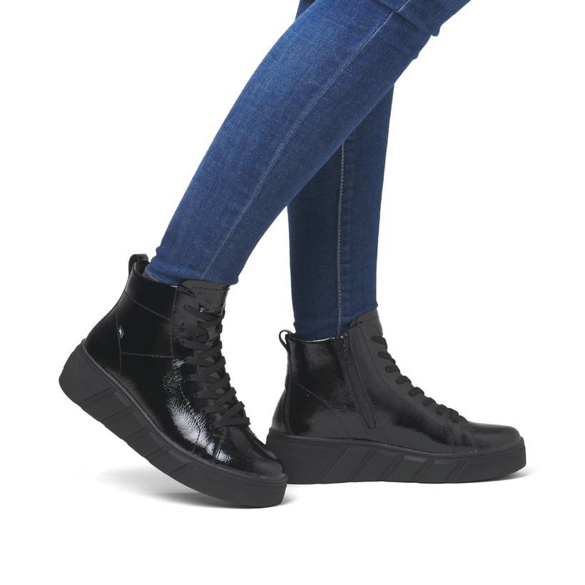 Rieker Artikelnummer W0561-01 Rieker Damen Sneaker High glanzschwarz Kostenlose Rückgabe