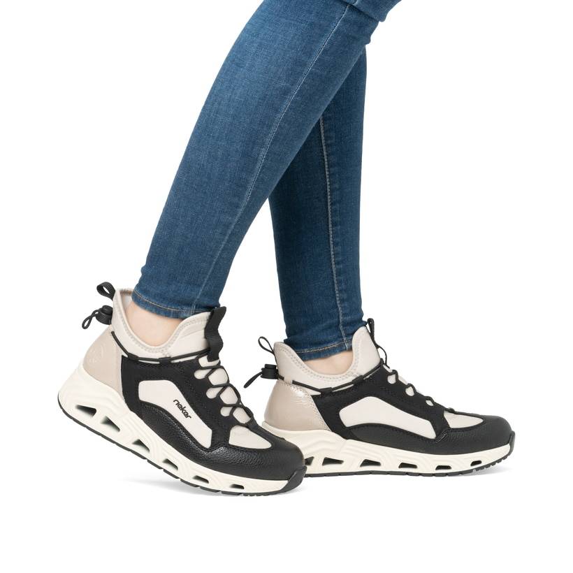 Rieker Artikelnummer N5254-60 Rieker Damen Slipper tiefschwarz-hellbeige Begrenzte Freigabe