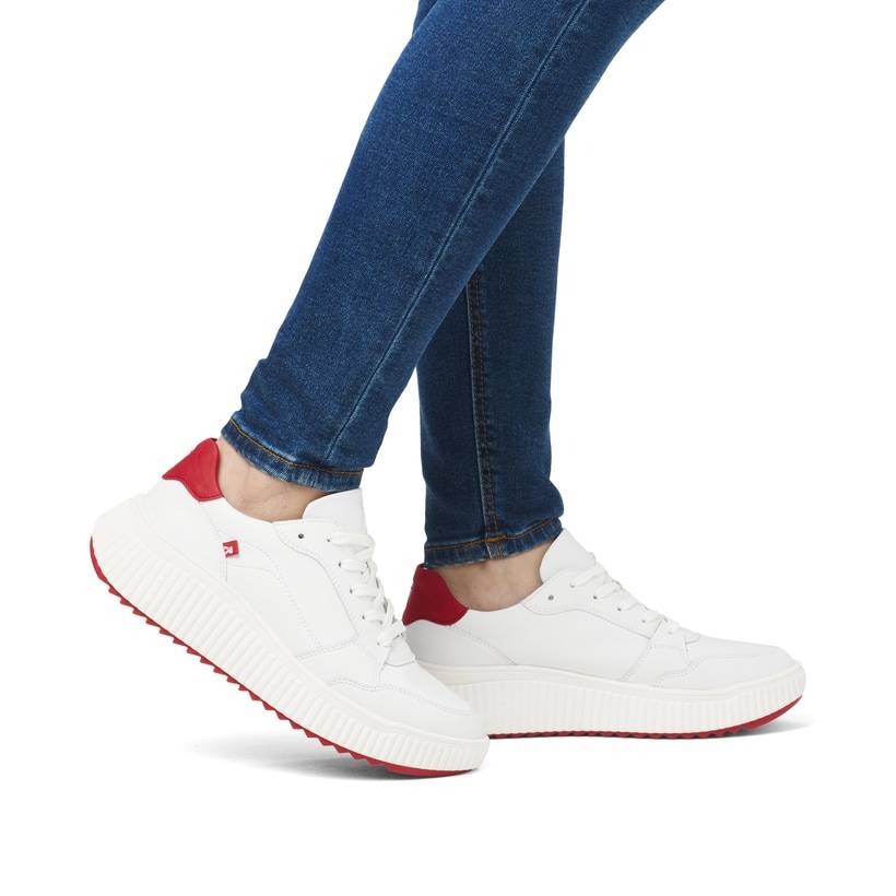 Rieker Artikelnummer W1700-80 Rieker Damen Sneaker Low kristallweiß-rot Letzte 3 Tage