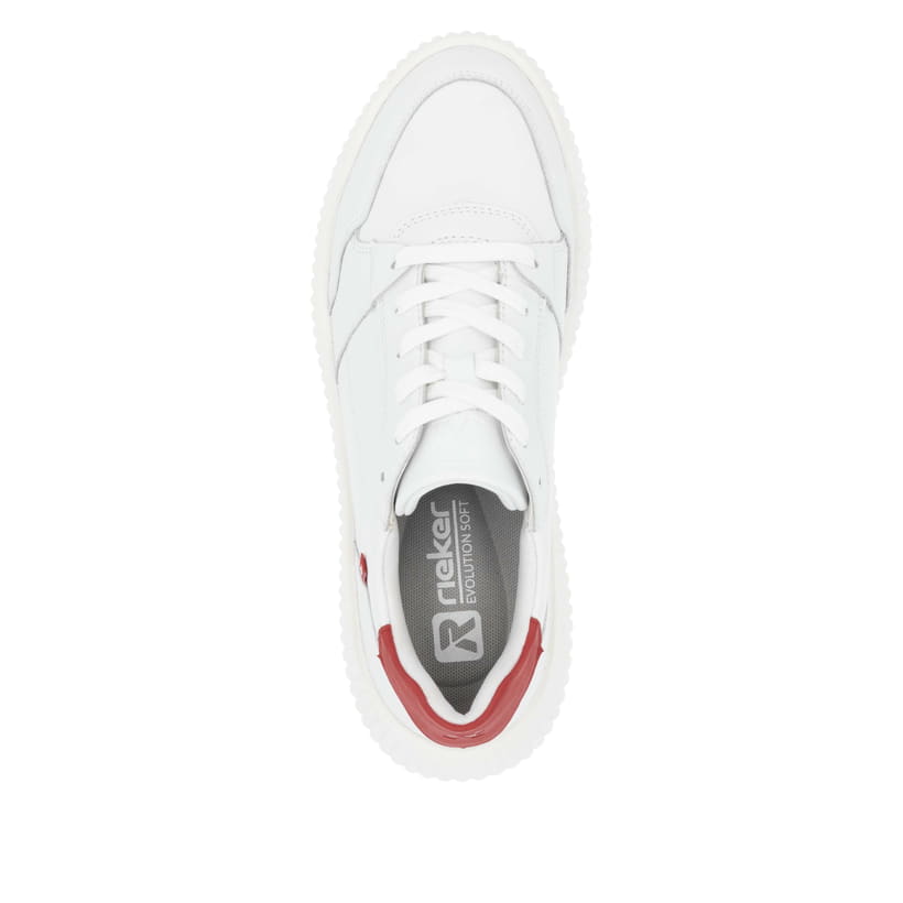 Rieker Artikelnummer W1700-80 Rieker Damen Sneaker Low kristallweiß-rot Letzte 3 Tage