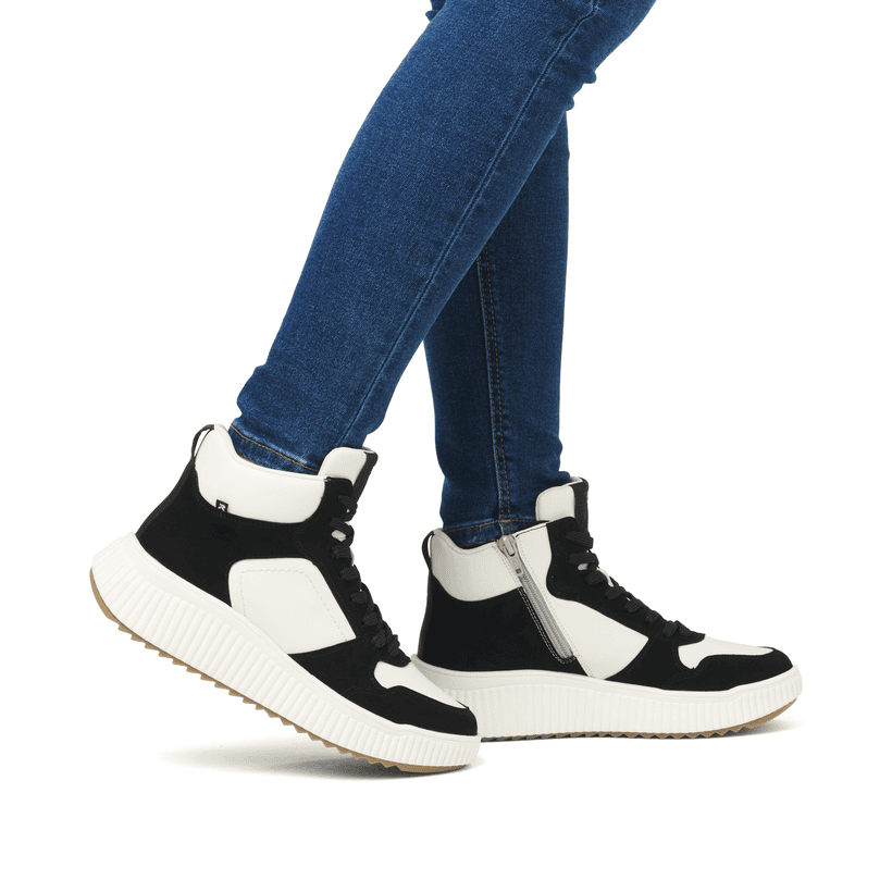 Rieker Artikelnummer W1770-60 Rieker Damen Sneaker High cremeweiß-schwarz Letzte 2 Tage