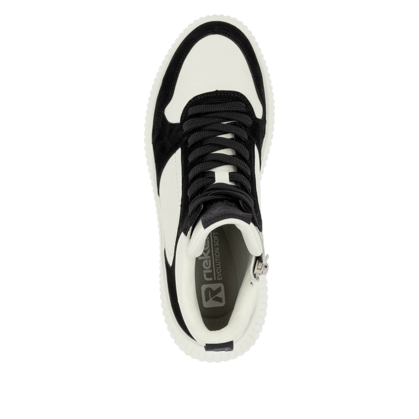Rieker Artikelnummer W1770-60 Rieker Damen Sneaker High cremeweiß-schwarz Letzte 2 Tage