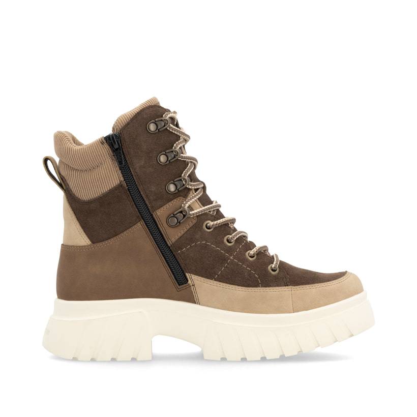 Rieker Artikelnummer W1871-25 Rieker Damen Schnürstiefel holzbraun-lehmbeige Zeitbegrenzte Promotion