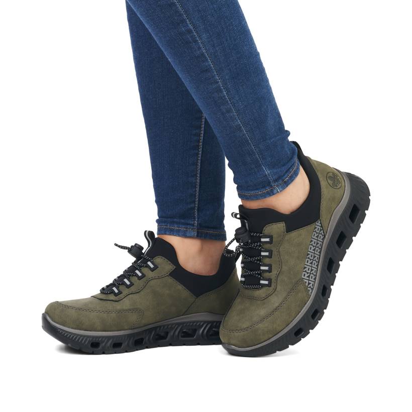 Rieker Artikelnummer M6058-54 Rieker Damen Slipper khaki-schwarz Nur für heute