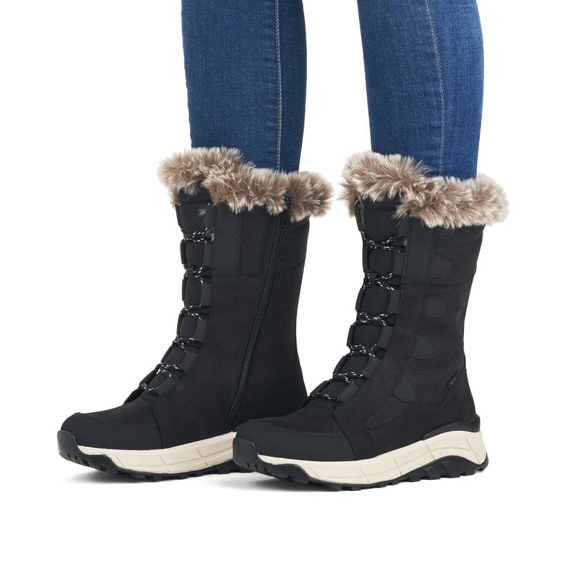 Rieker Artikelnummer W0070-00 Rieker Damen Schnürstiefel asphaltschwarz Vierteljährliche Förderung