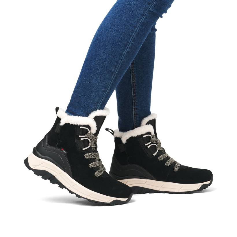 Rieker Artikelnummer W0073-00 Rieker Damen Schnürstiefel graphitschwarz zollfrei
