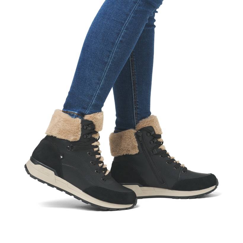Rieker Artikelnummer W0670-00 Rieker Damen Schnürstiefel carbonschwarz Schlussverkauf