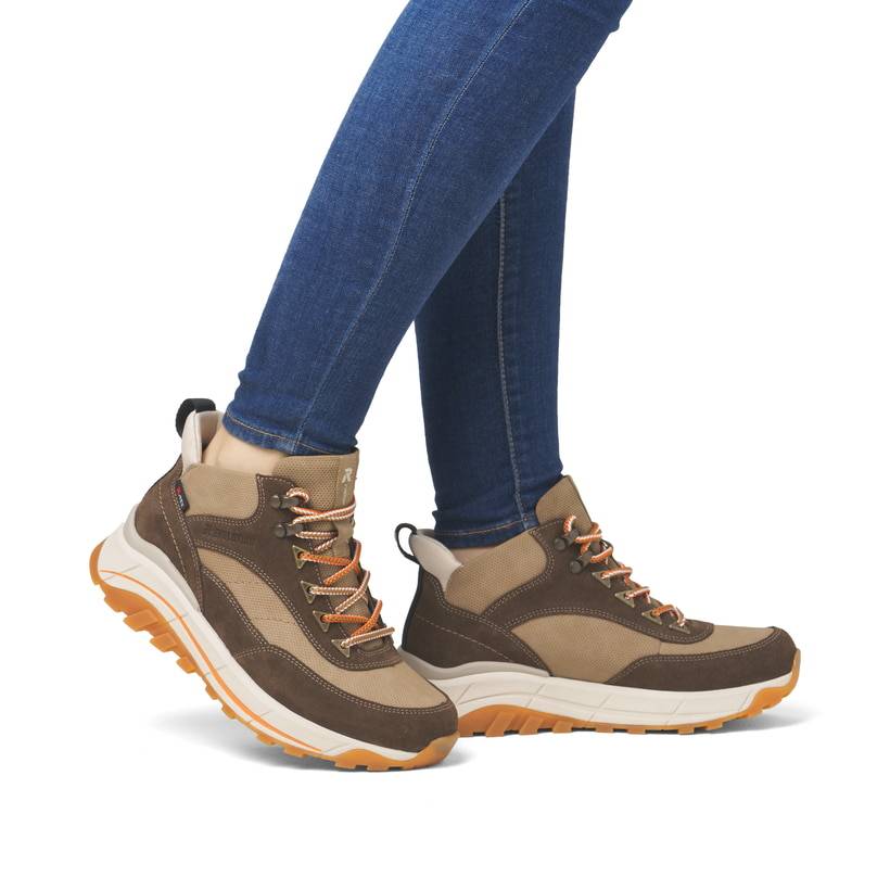Rieker Artikelnummer W0067-20 Rieker Damen Schnürstiefel hozbraun-beige Kostenloser Versand