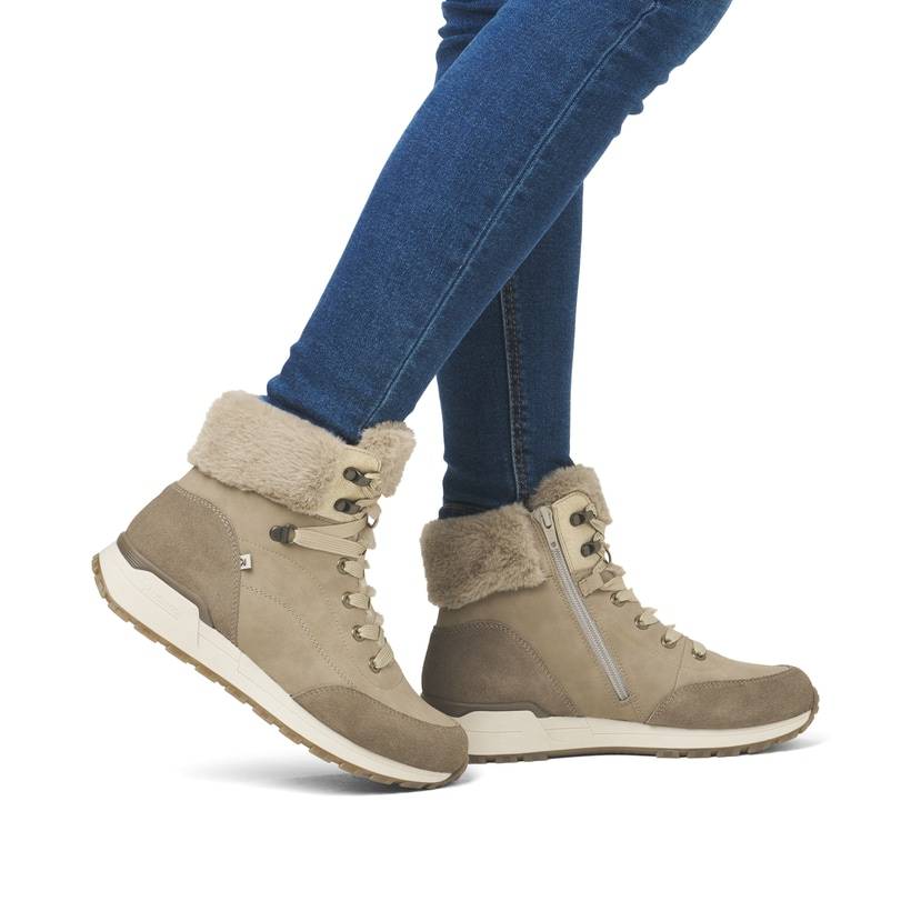Rieker Artikelnummer W0670-20 Rieker Damen Schnürstiefel braunbeige Fabrikpreis