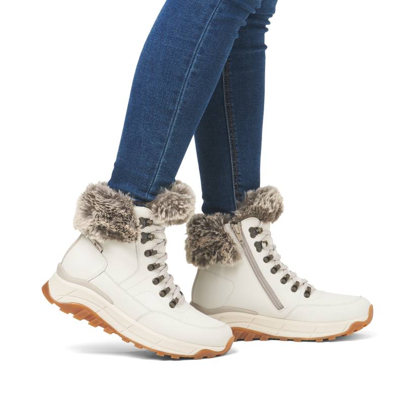 Rieker Artikelnummer W0063-80 Rieker Damen Schnürstiefel cremeweiß Sonderangebot