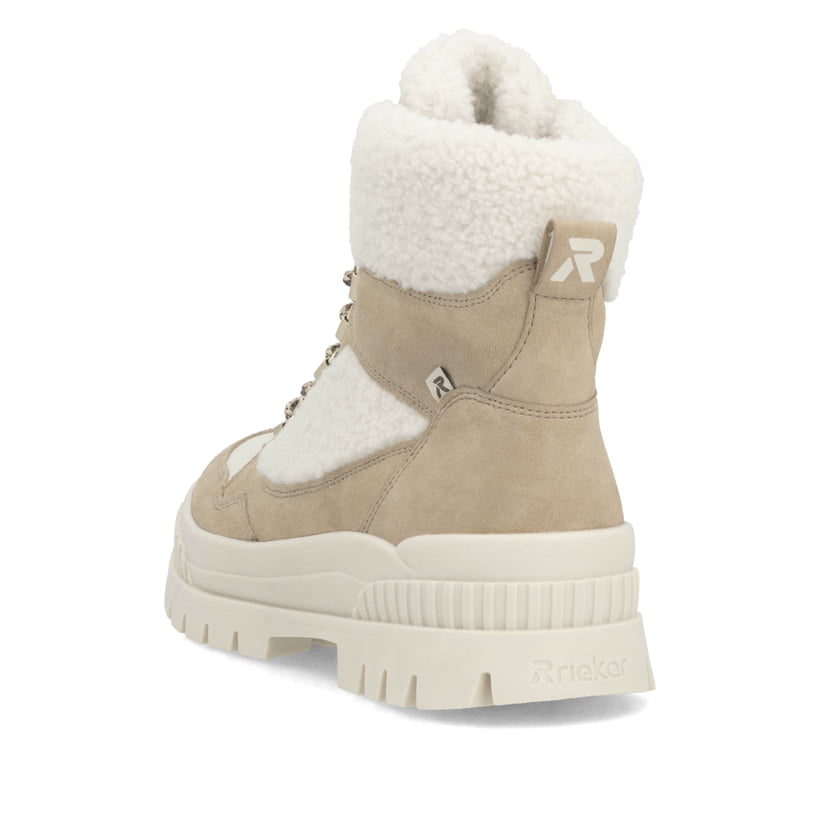 Rieker Artikelnummer W2173-62 Rieker Damen Schnürstiefel sandbeige-cremeweiß Versandkostenfrei