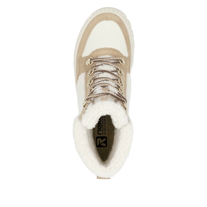 Rieker Artikelnummer W2173-62 Rieker Damen Schnürstiefel sandbeige-cremeweiß Versandkostenfrei