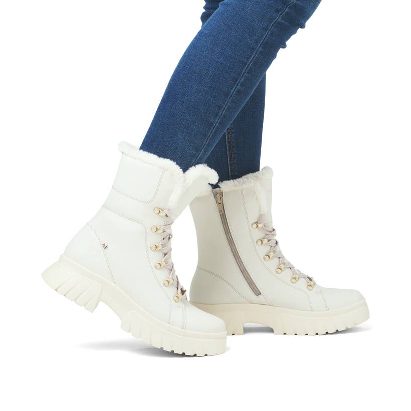 Rieker Artikelnummer W1874-80 Rieker Damen Schnürstiefel cremeweiß Preisnachlass