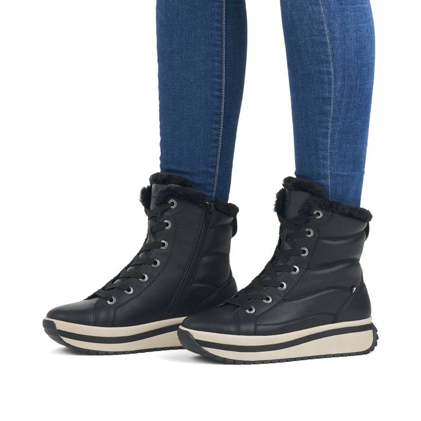 Rieker Artikelnummer W0963-01 Rieker Damen Schnürstiefel urbanschwarz Heißer Verkauf