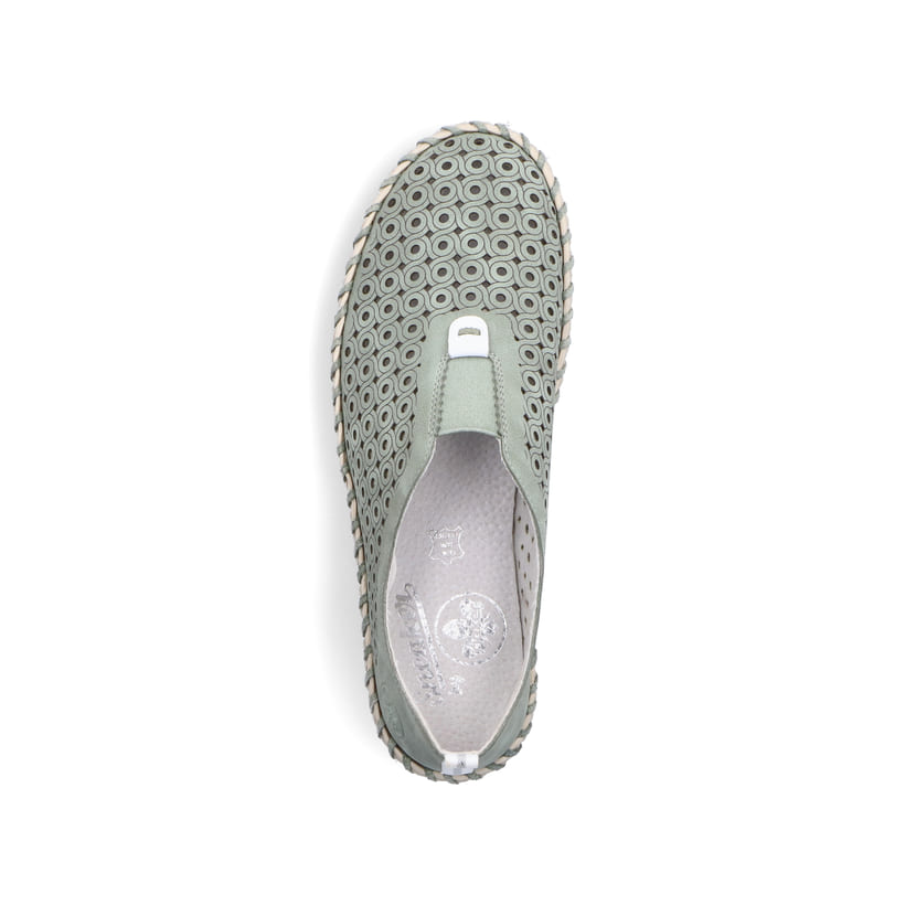 Rieker Artikelnummer N1963-52 Rieker Damen Slipper khakigrün Letzte 2 Tage