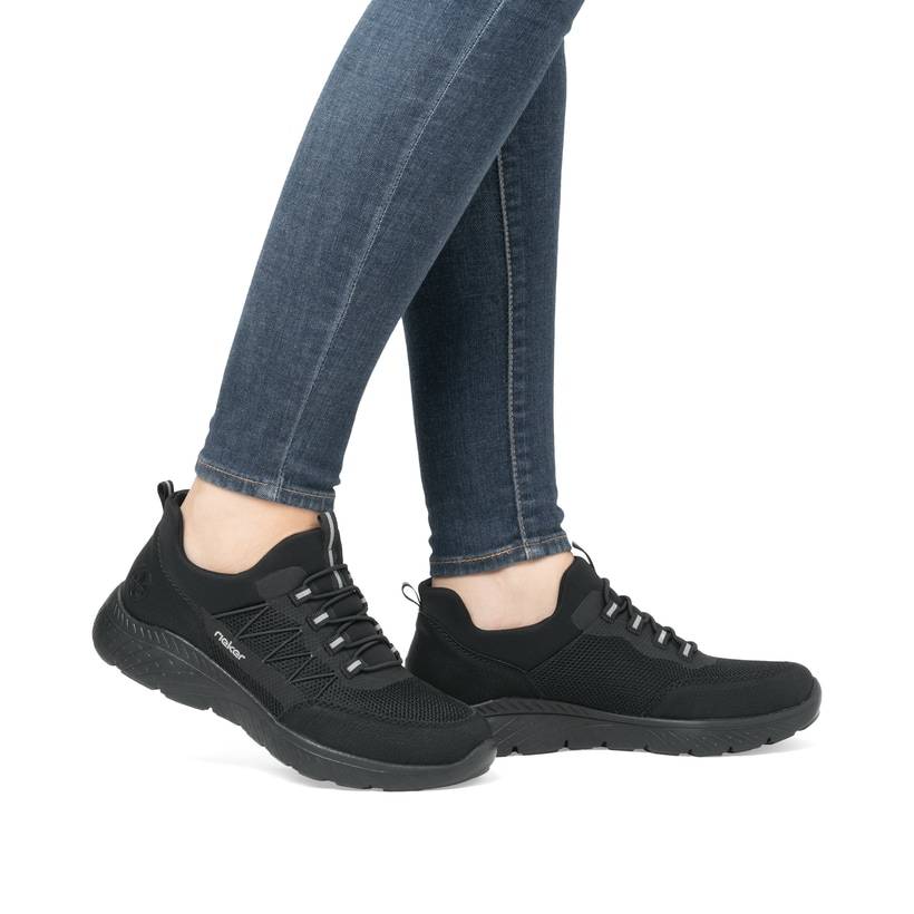 Rieker Artikelnummer M5058-00 Rieker Damen Slipper asphaltschwarz Vierteljährliche Förderung