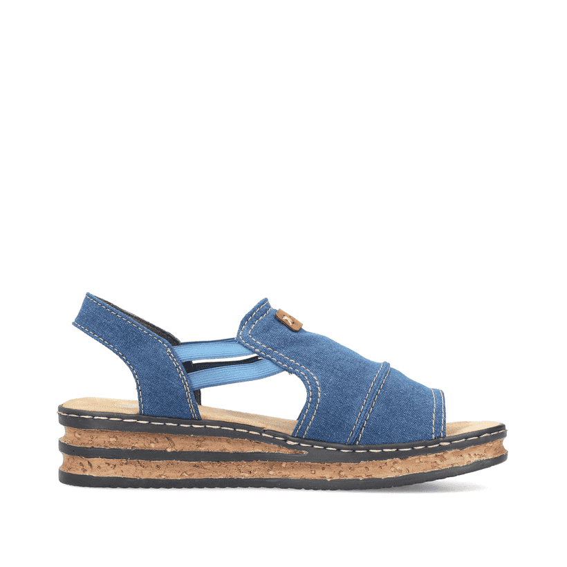 Rieker Artikelnummer 62982-12 Rieker Damen Keilsandaletten meeresblau Auslauf