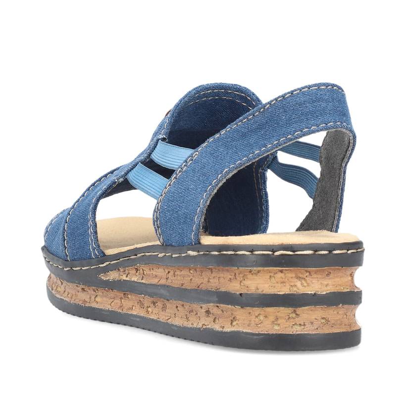 Rieker Artikelnummer 62982-12 Rieker Damen Keilsandaletten meeresblau Auslauf