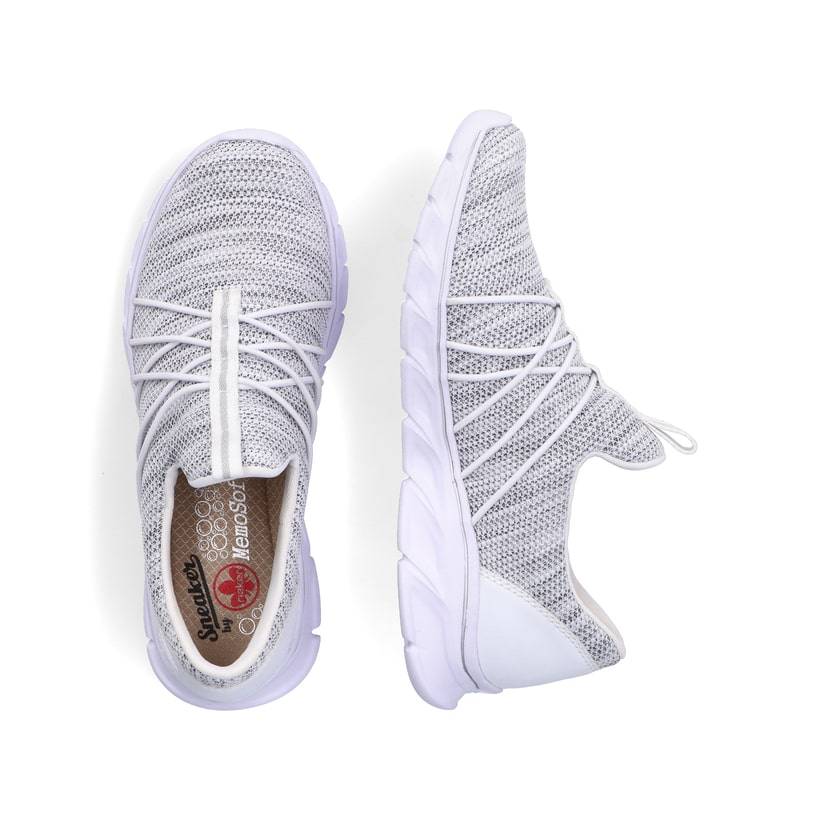 Rieker Artikelnummer 54071-80 Rieker Damen Slipper weiss-rauch Schlussverkauf