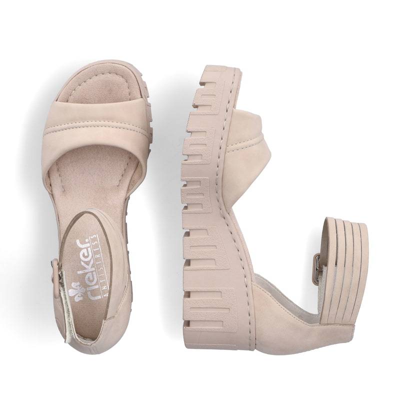 Rieker Artikelnummer 68093-60 Rieker Damen Keilsandaletten sandbeige Flash Sale