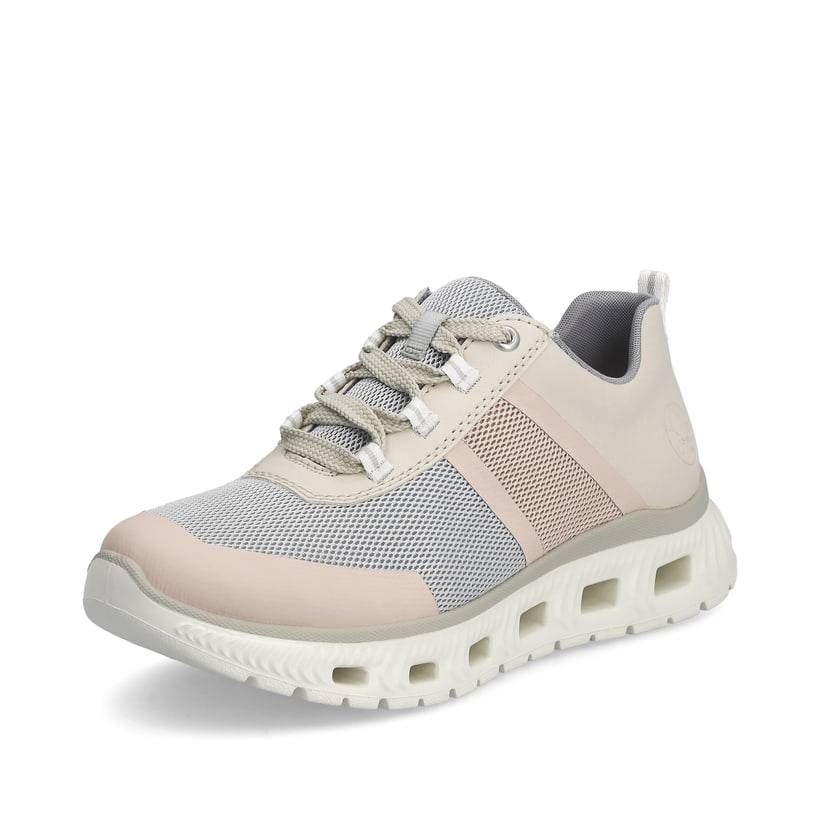 Rieker Artikelnummer M6006-90 Rieker Damen Sneaker Low hellbeige-pastellblau-rosa Preisnachlass