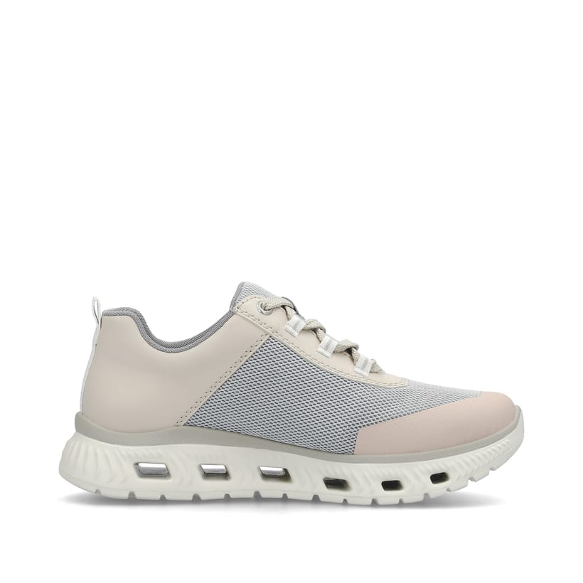 Rieker Artikelnummer M6006-90 Rieker Damen Sneaker Low hellbeige-pastellblau-rosa Preisnachlass