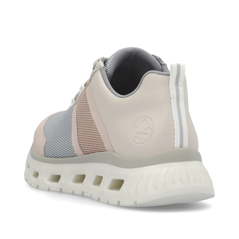 Rieker Artikelnummer M6006-90 Rieker Damen Sneaker Low hellbeige-pastellblau-rosa Preisnachlass