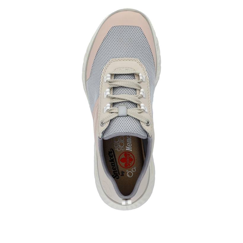 Rieker Artikelnummer M6006-90 Rieker Damen Sneaker Low hellbeige-pastellblau-rosa Preisnachlass