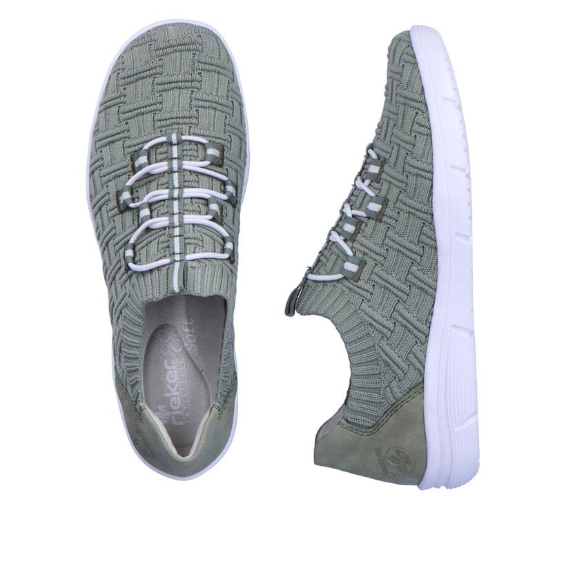 Rieker Artikelnummer L7463-52 Rieker Damen Slipper grüngrau Saisonschlussverkauf