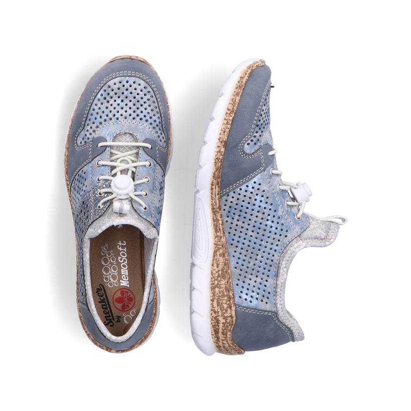 Rieker Artikelnummer N4255-12 Rieker Damen Slipper metallic-blau Letzte 3 Tage