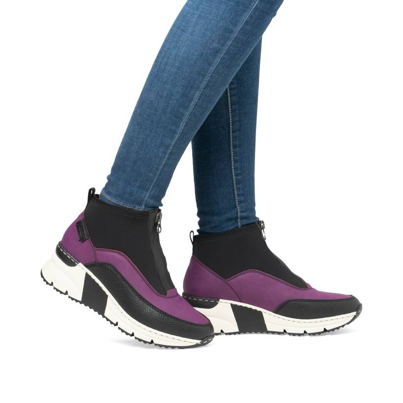 Rieker Artikelnummer N6352-30 Rieker Damen Sneaker High schwarz-lila Super Rabatt