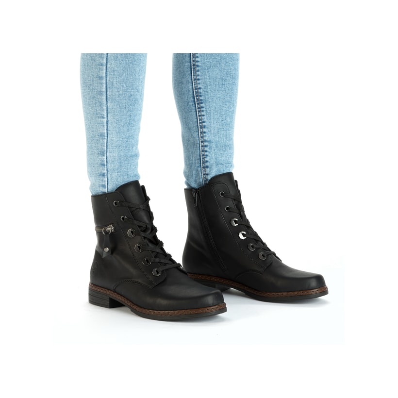 Rieker Artikelnummer 75142-01 Rieker Damen Schnürstiefel carbonschwarz Clearance-Verkauf