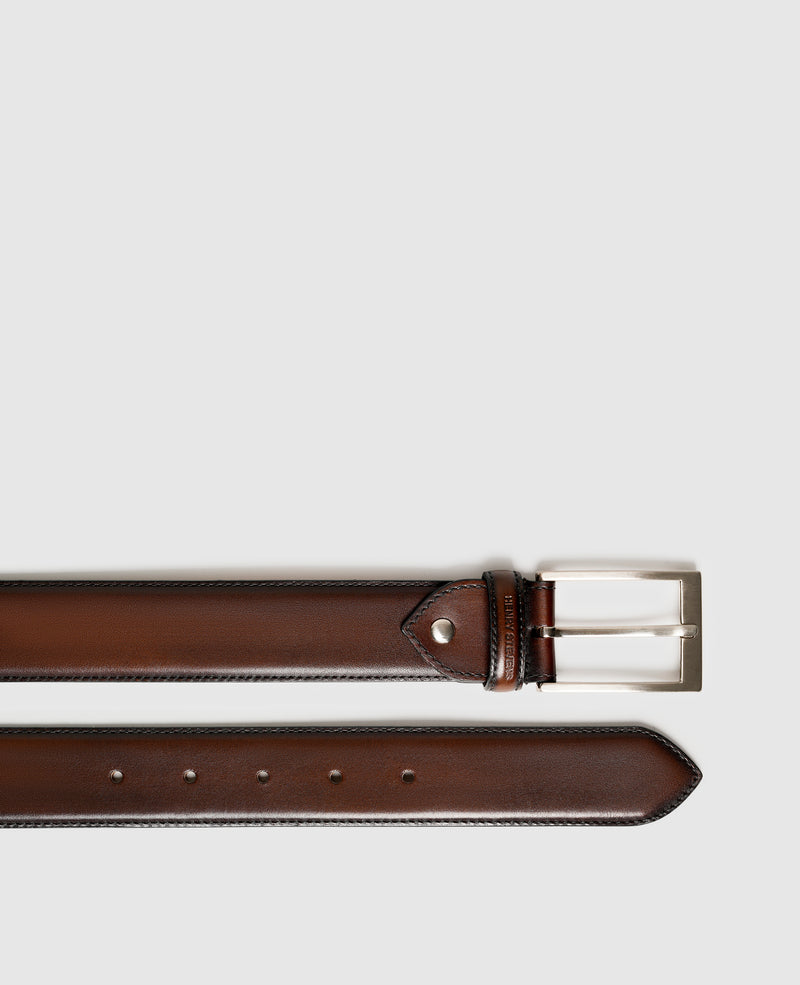 Shoepassion Edler Herrengürtel aus Leder mit Handfinish Henry Stevens Shoepassion Fabrikverkauf