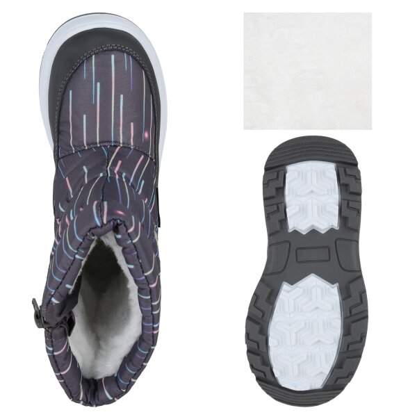 Stiefelparadies Kinder Winter Boots in Dunkelgrau Silber Muster Zeitbegrenzte Promotion